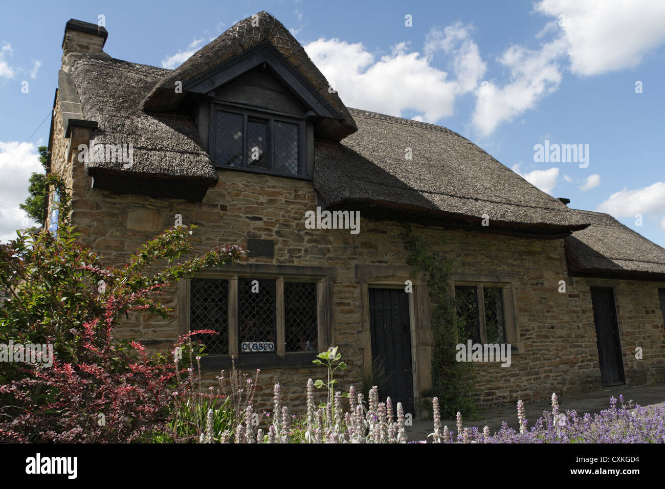 The Revolution House in Whittington Chesterfield, England UK Historical building with thatched