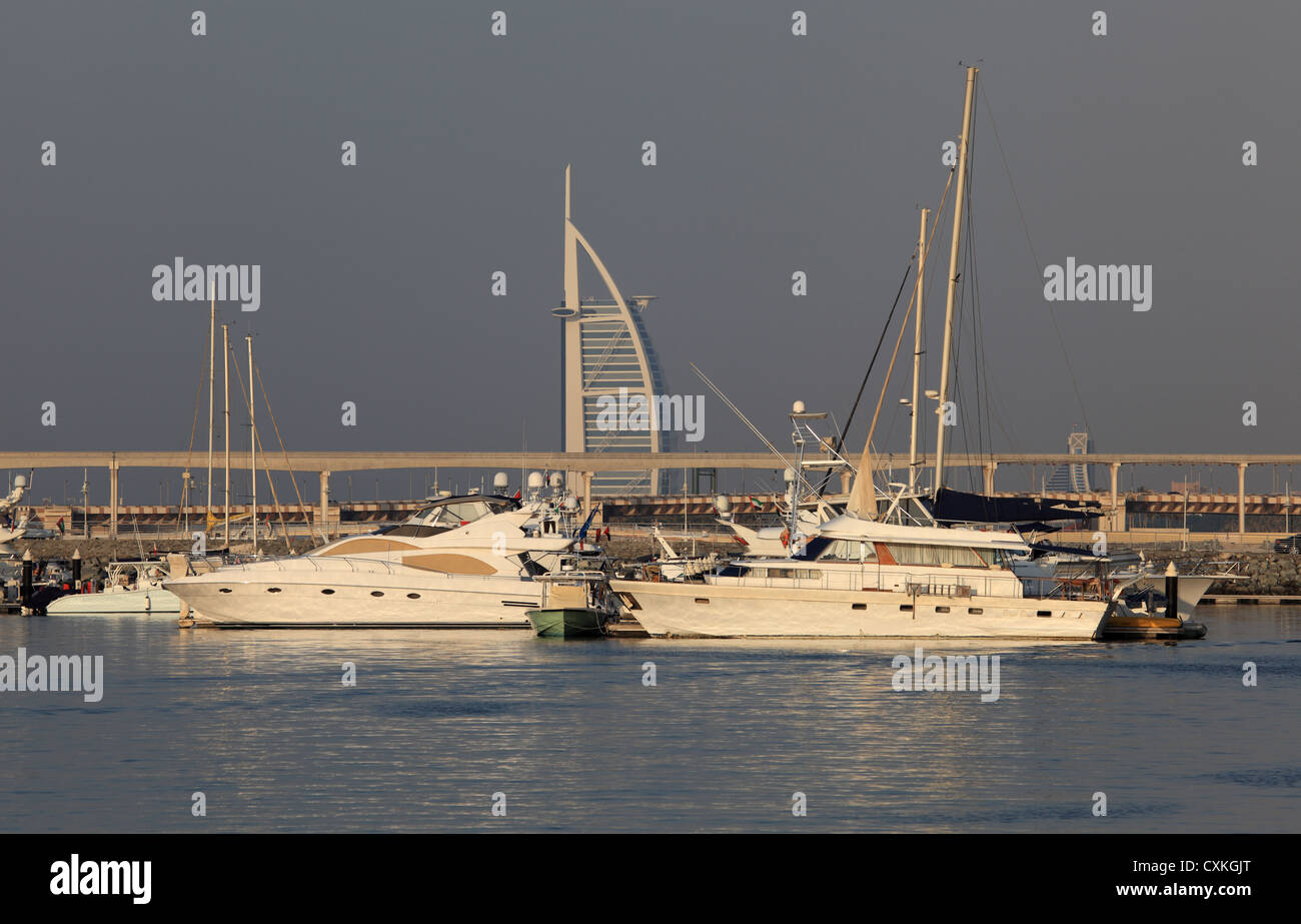 Yachts in Dubai Marina, United Arab Emirates Stock Photo