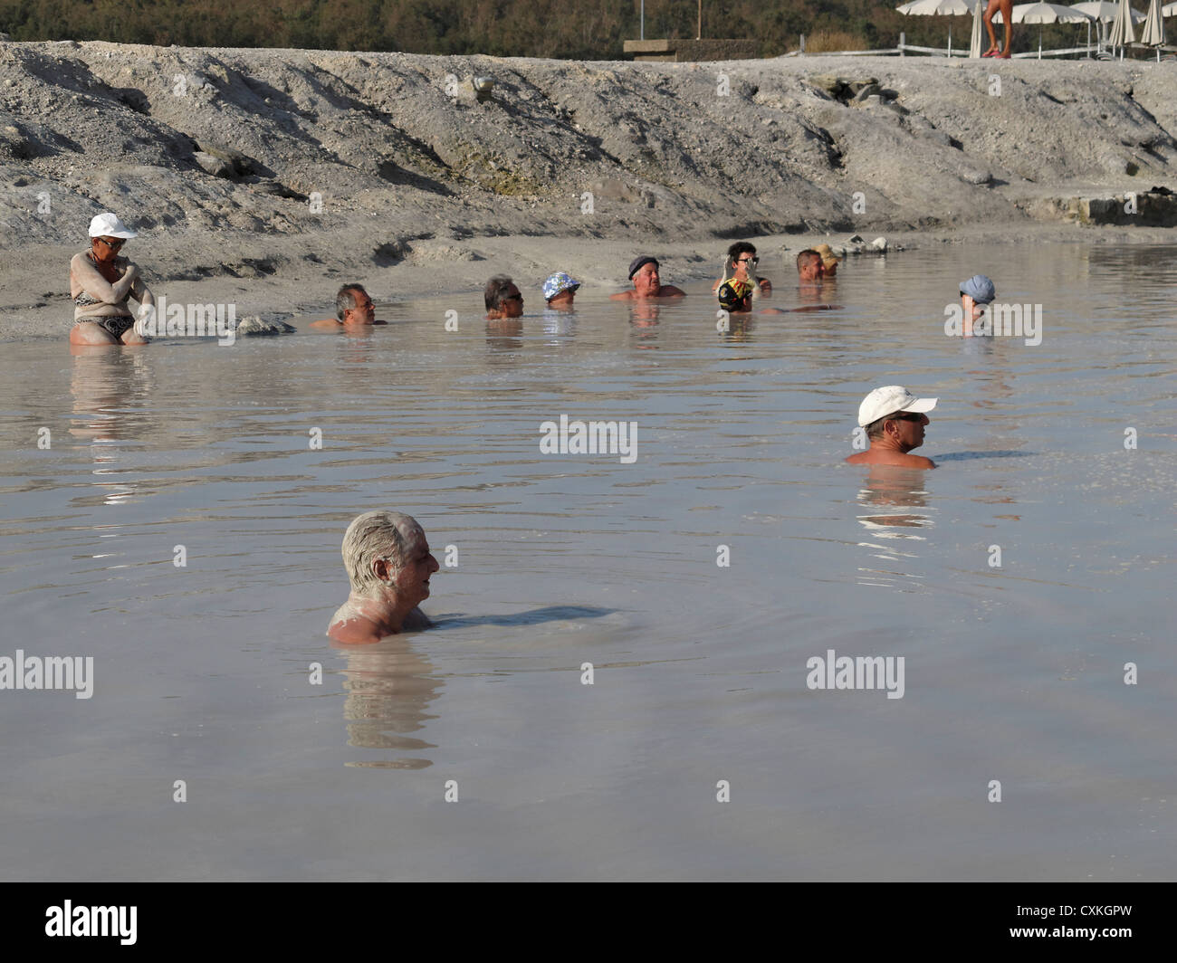The sulphur mud baths on Vulcano, Aeolian Islands, Sicily, Italy Stock