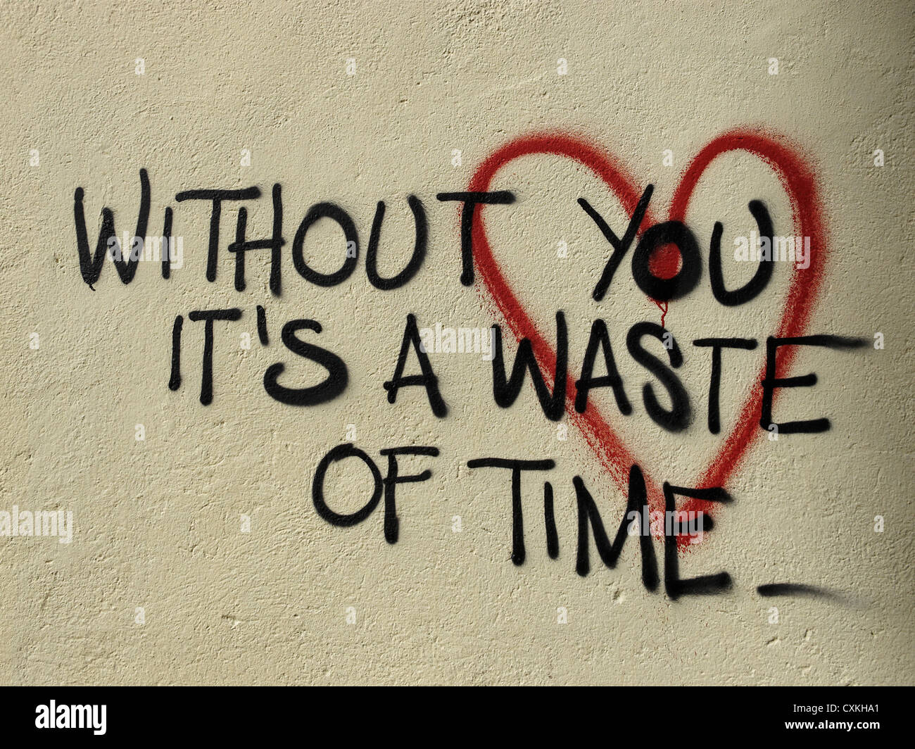 Romantic graffiti on a wall in Milazzo, Sicily, Italy. Stock Photo