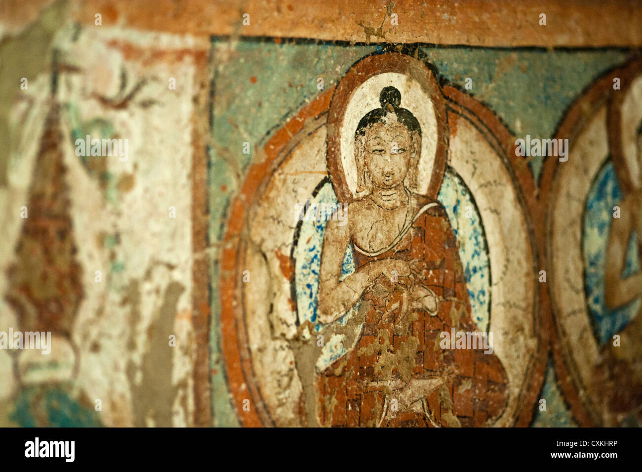 India, Ladakh, Alchi, Buddhist wall paintings Stock Photo