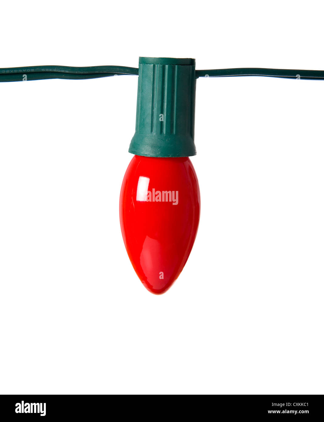 A red Christmas light decoration on a white background Stock Photo Alamy