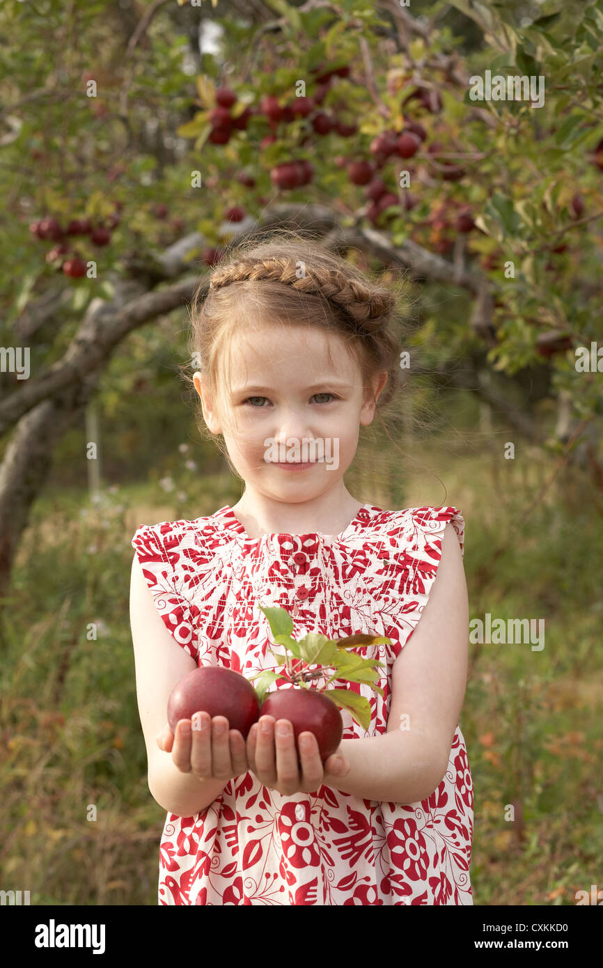 girl with apples Stock Photo