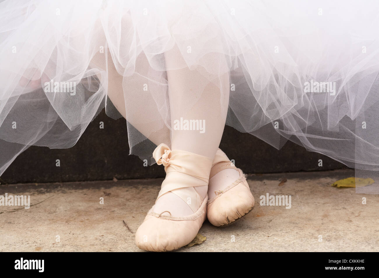 Little girl ballet slippers Stock Photo