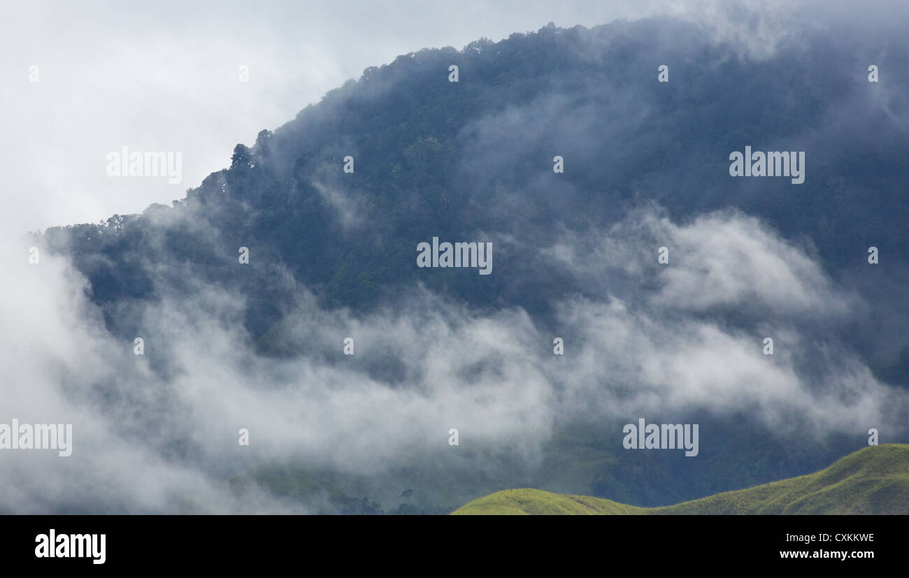 Clouds and forested hills in Lae province, Papua New Guinea Stock Photo