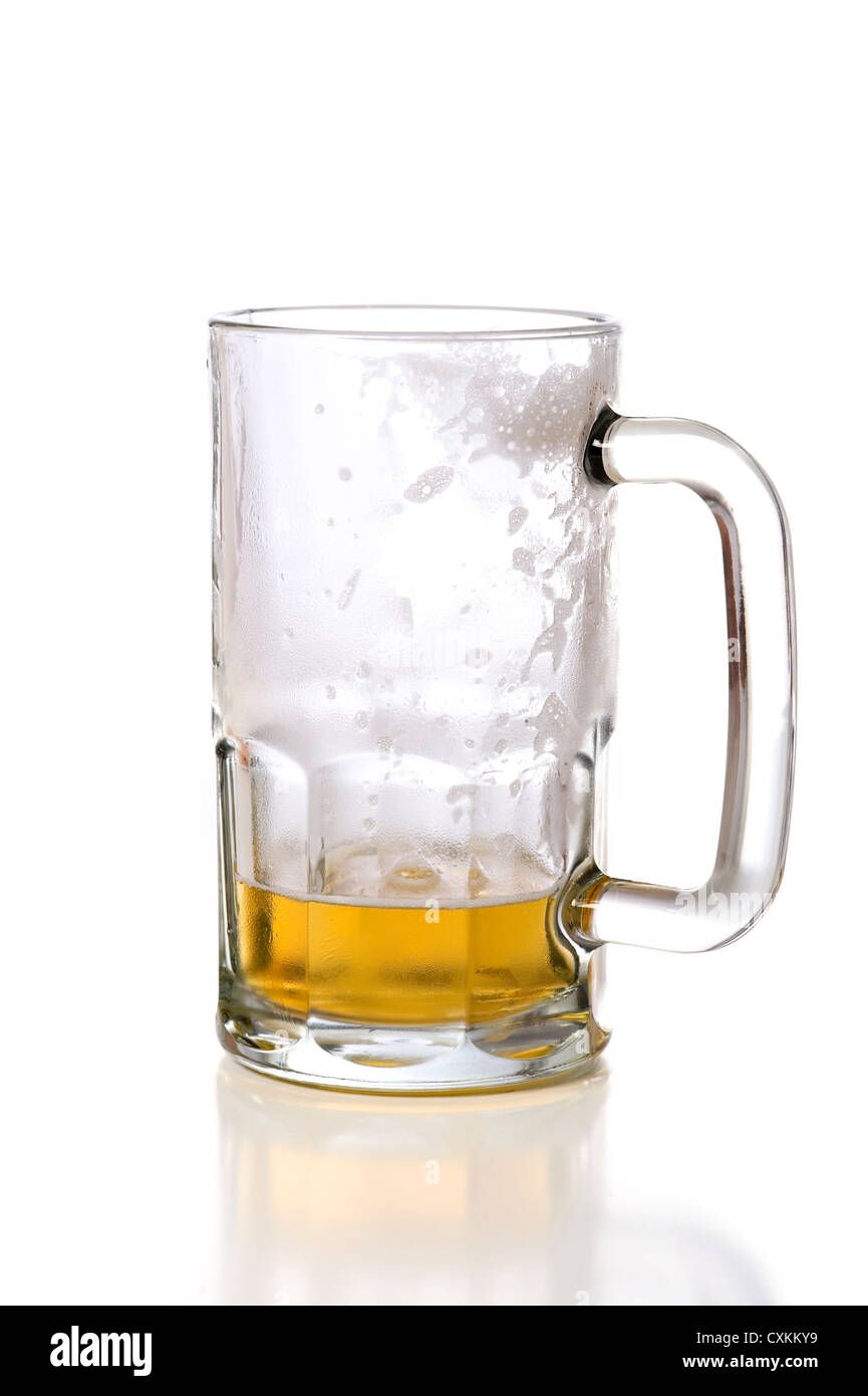 A large glass beer mug on a white background Stock Photo Alamy