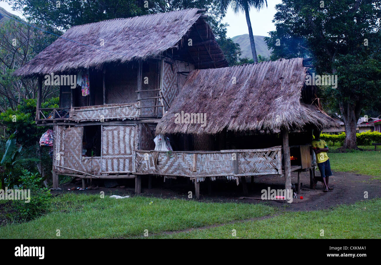 Traditional village home in Erap valley, Papua New Guinea Stock Photo