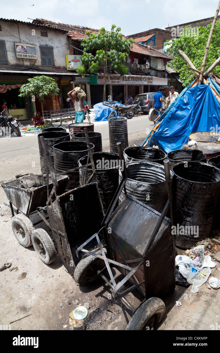 Tar Barrels in Kolkata Stock Photo