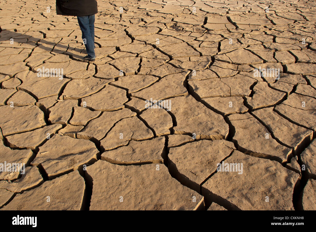 Dry, cracked earth near the Takmaklakan desert near Turpan, Xinjiang, China  Stock Photo - Alamy
