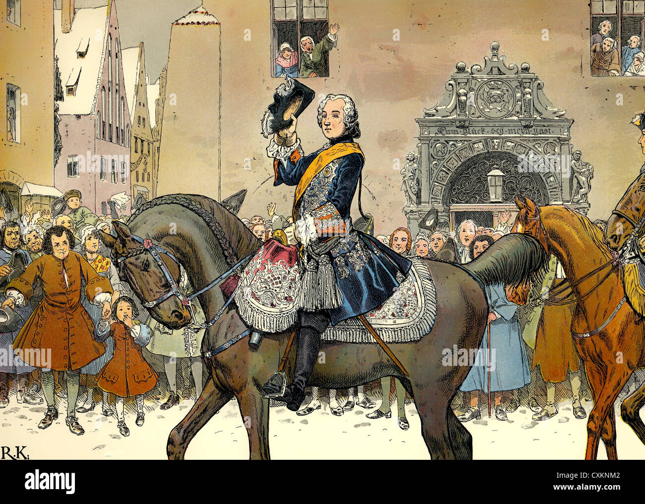 Frederick II or Frederick the Great King Prussia, The entry in Wrocław, 1741, Stock Photo