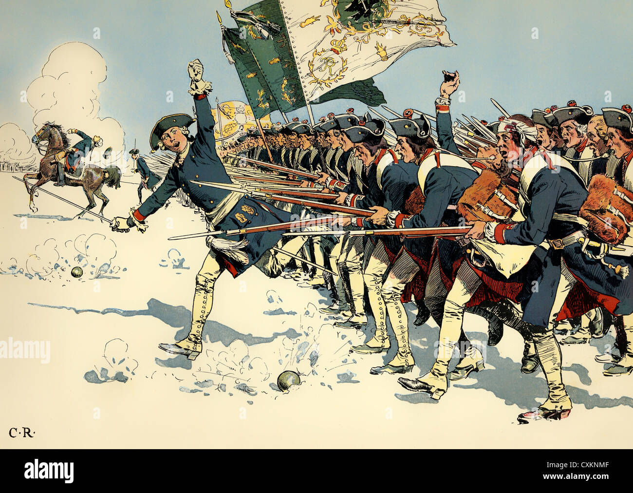 Frederick II or Frederick the Great King Prussia, The battle of Mollwitz, 1741, during the first Silesian War,