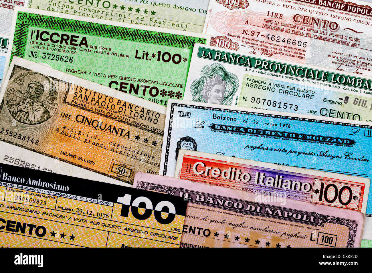 Miniassegni, Italian bank transfer, money order with a low value, Il Banco Ambrosiano, Mailand Stock Photo