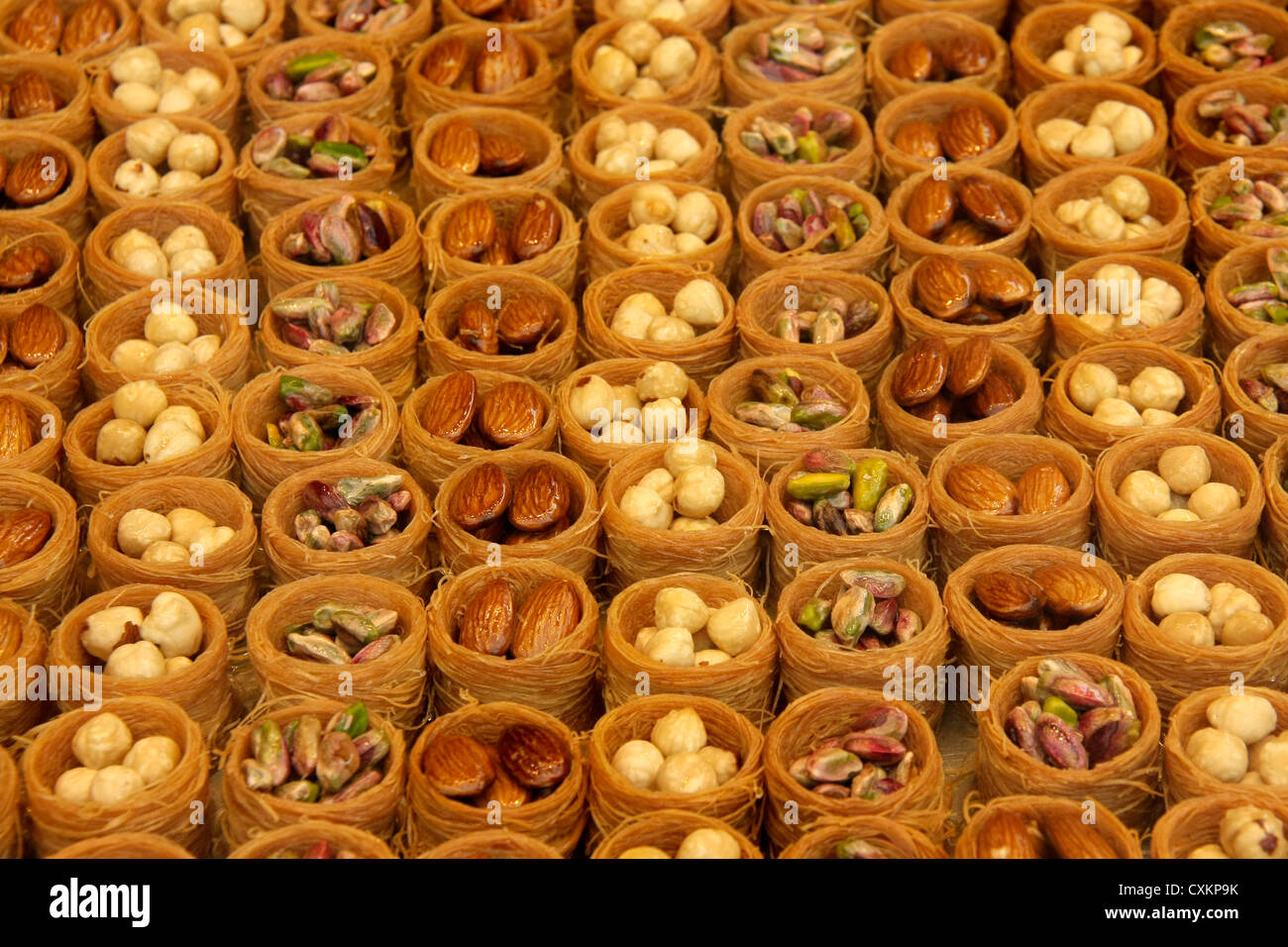 turkish baklava and turkish delight Stock Photo