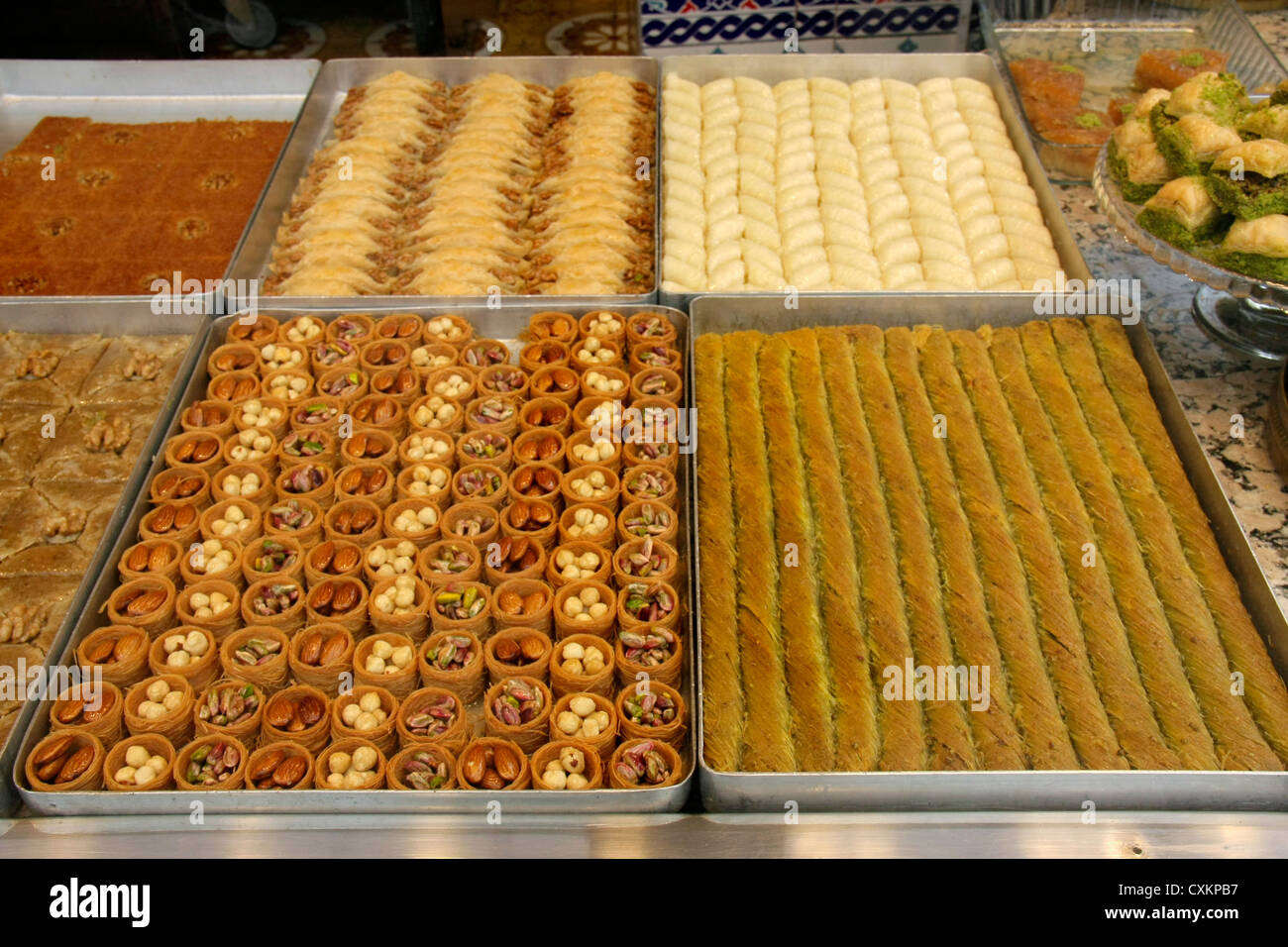 turkish baklava and turkish delight Stock Photo
