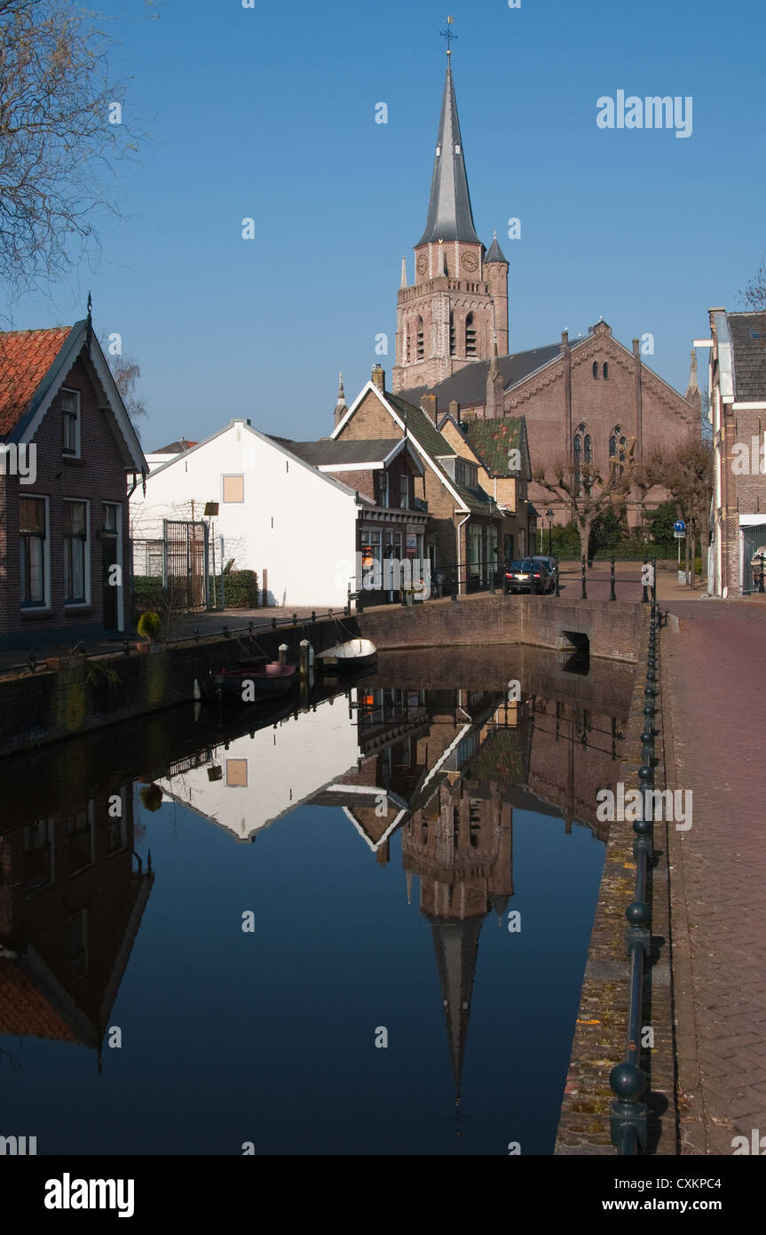 Dorpskerk from Molenlaan, Voorschoten, Zuid-Holland, The Netherlands Stock Photo