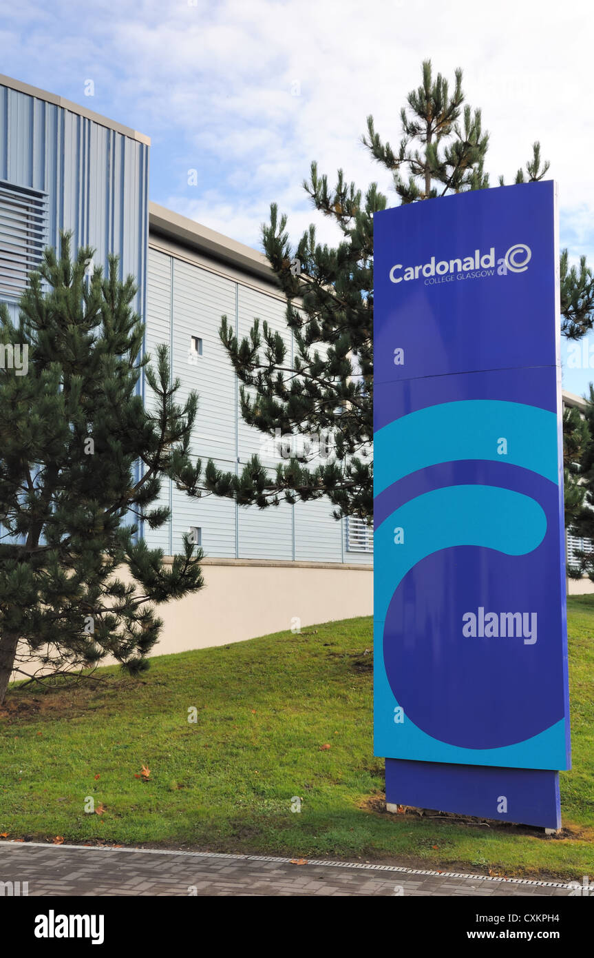 Entrance sign for Cardonald college in Glasgow, Scotland, UK Stock