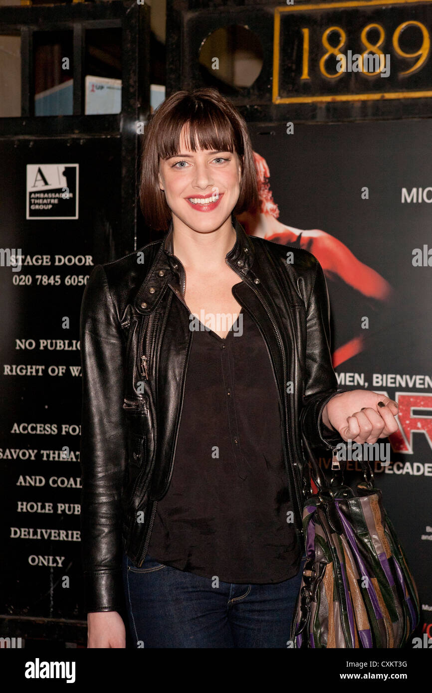 London,UK, 04/10/2012, Michelle Ryan outside the Savoy Theatre after performing the Cabaret at Savoy Theatre London at Strand,UK Stock Photo