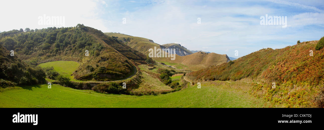 Valley at Sakoneta path panorama Stock Photo