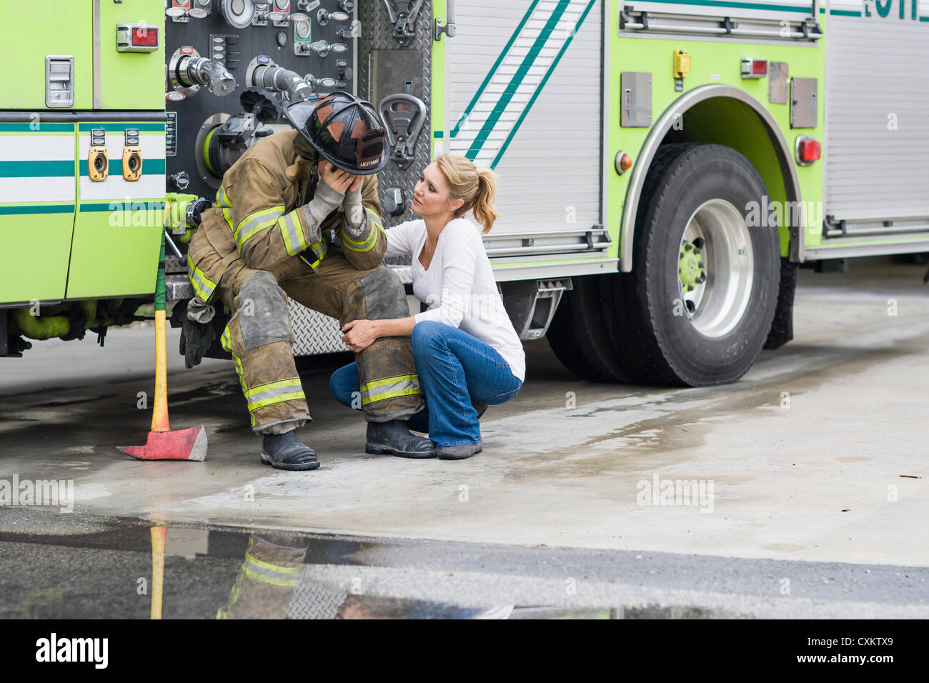 Firefighter and Girlfriend, Florida, USA Stock Photo