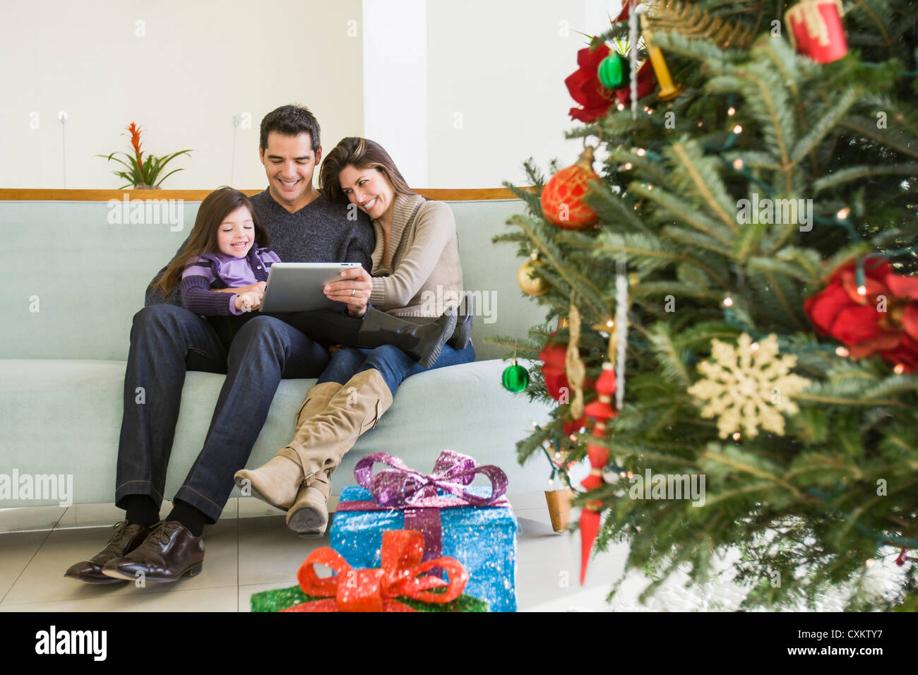Family at Christmas, Florida, USA Stock Photo