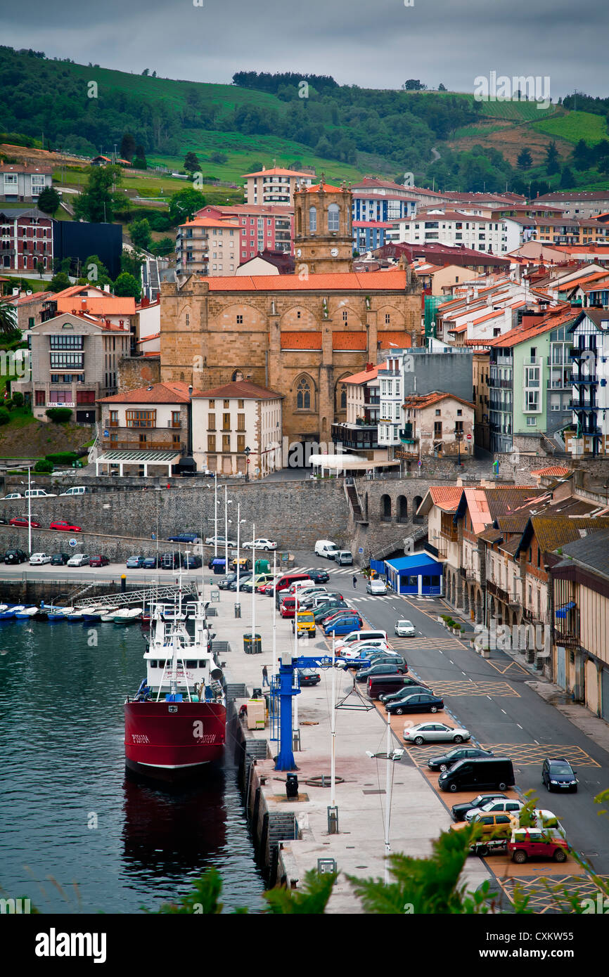 Village and harbour view. Getaria, Gipuzkoa, Basque Country, Spain. Stock Photo