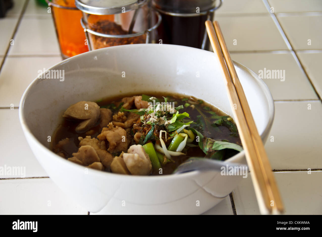 Waterfall pork noodles Stock Photo Alamy