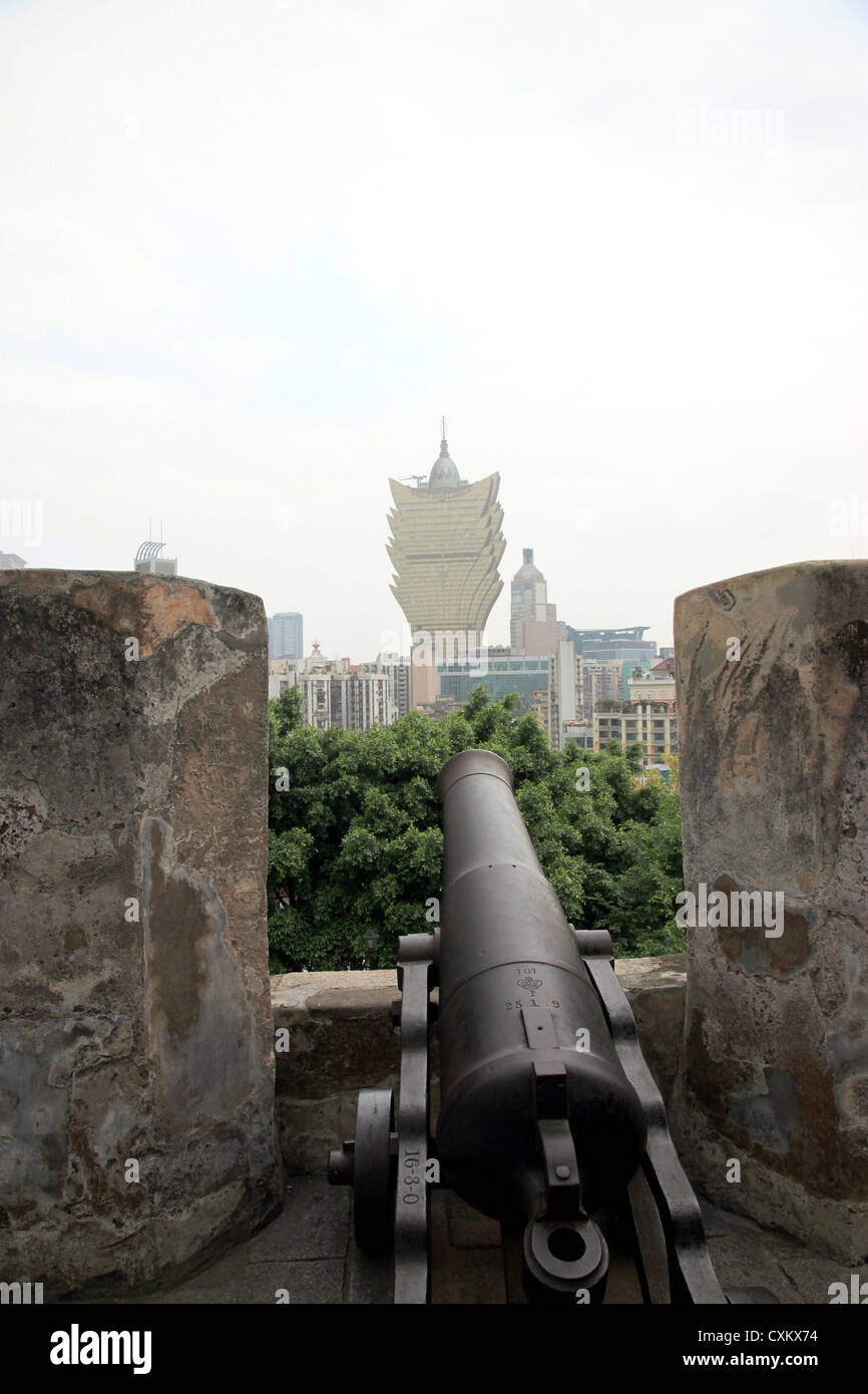 Grand Lisboa Casino from Macau Fortress Stock Photo
