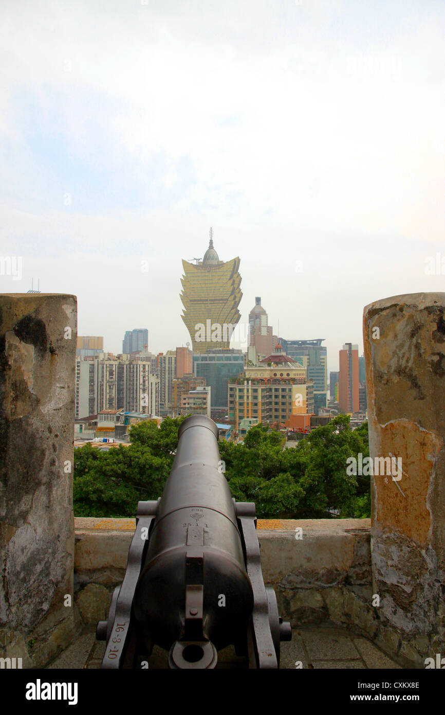 Macau Grand Lisboa Casino from the Fortress Stock Photo