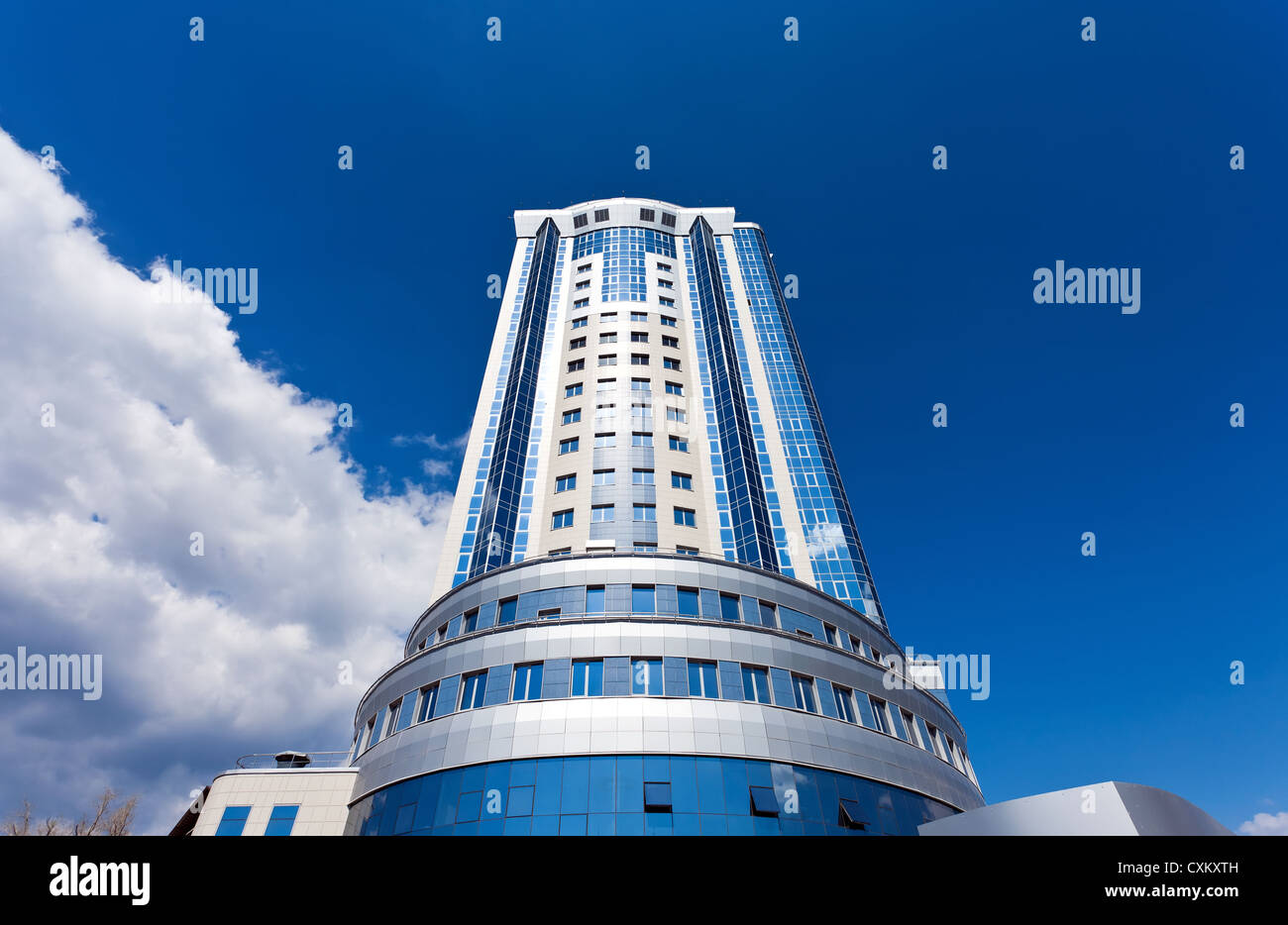 Modern skyscraper on blue sky background in Samara, Russia Stock Photo ...