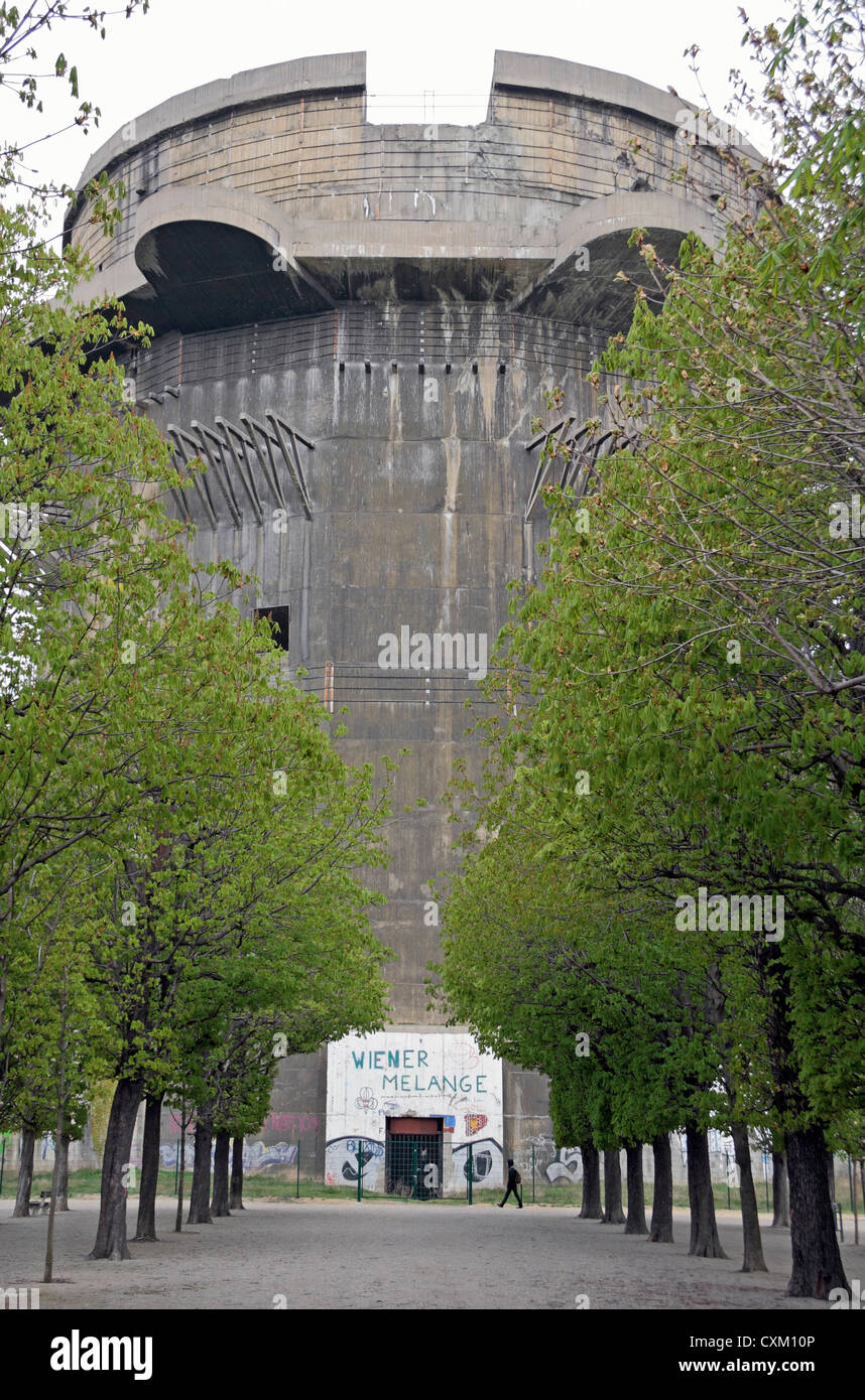 The massive G-Tower German World War Two anti-aircraft flak tower (flackturme) in Augarten, central Vienna, Austria. Stock Photo