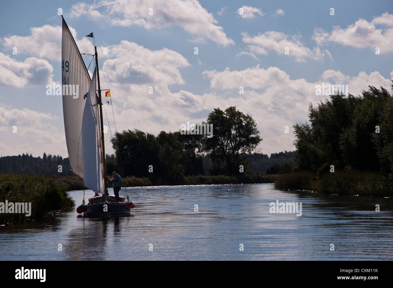 Traditional sailing boat yacht on Waveney River Stock Photo