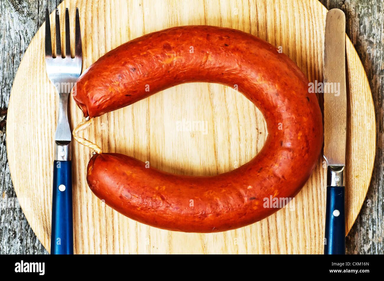 Polish sausage kielbasa Stock Photo
