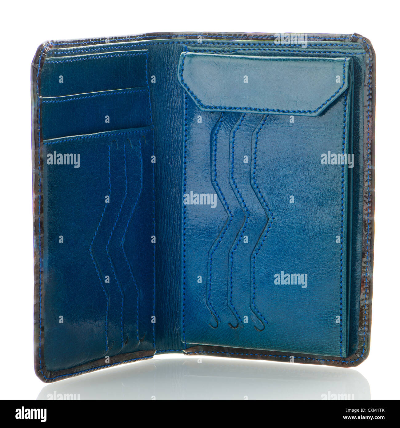 Blue leather purse isolated on white background Stock Photo - Alamy