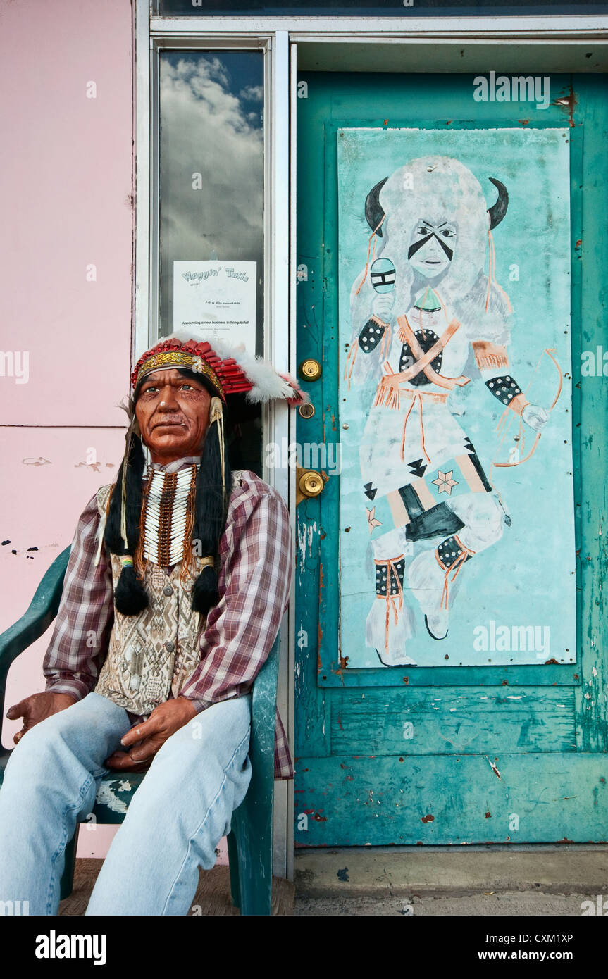 Indian figure at western souvenir shop on Main Street in Panguitch