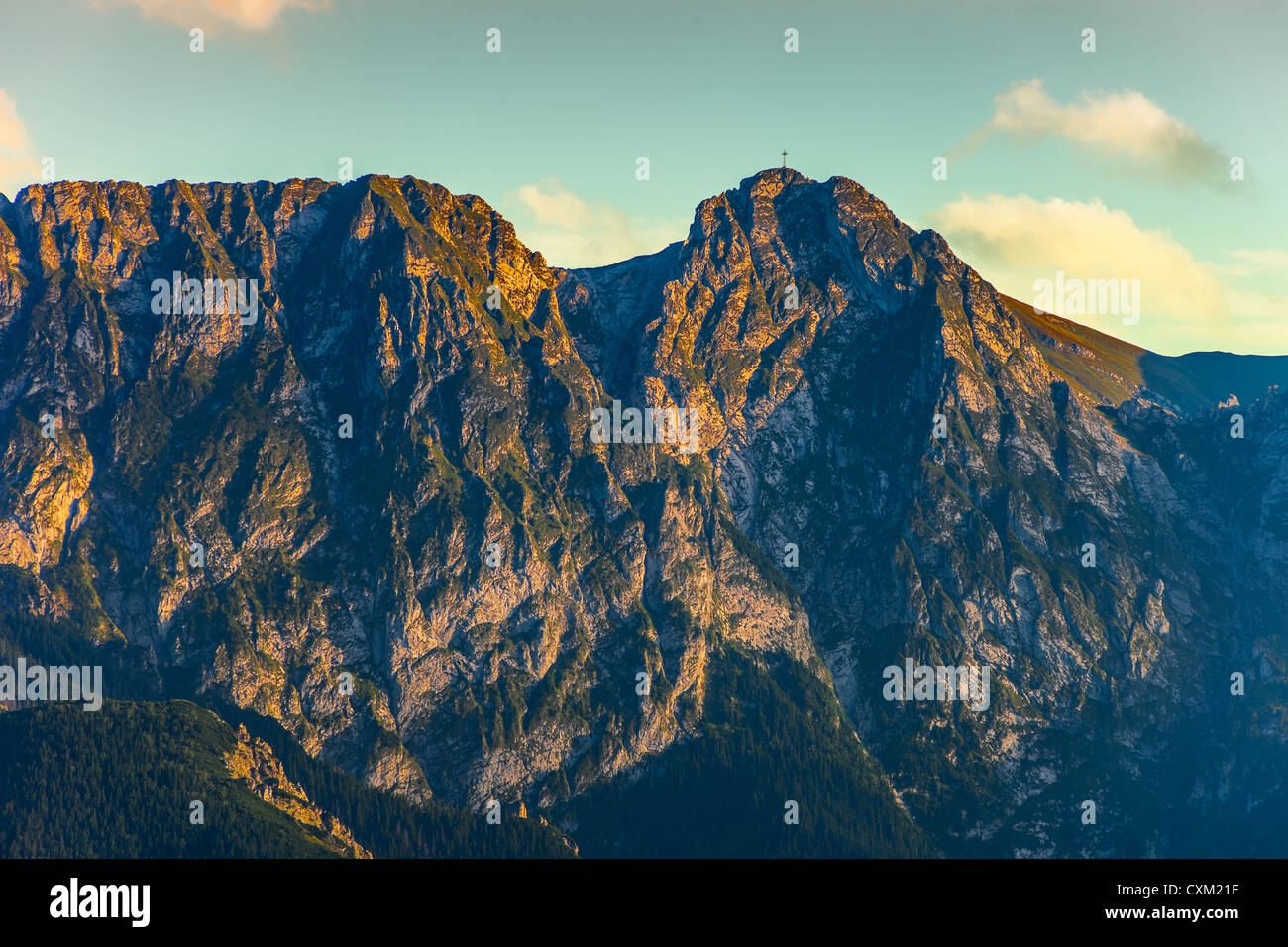 Giewont - Famous mountain in Polish Tatras with a cross on top. Stock Photo