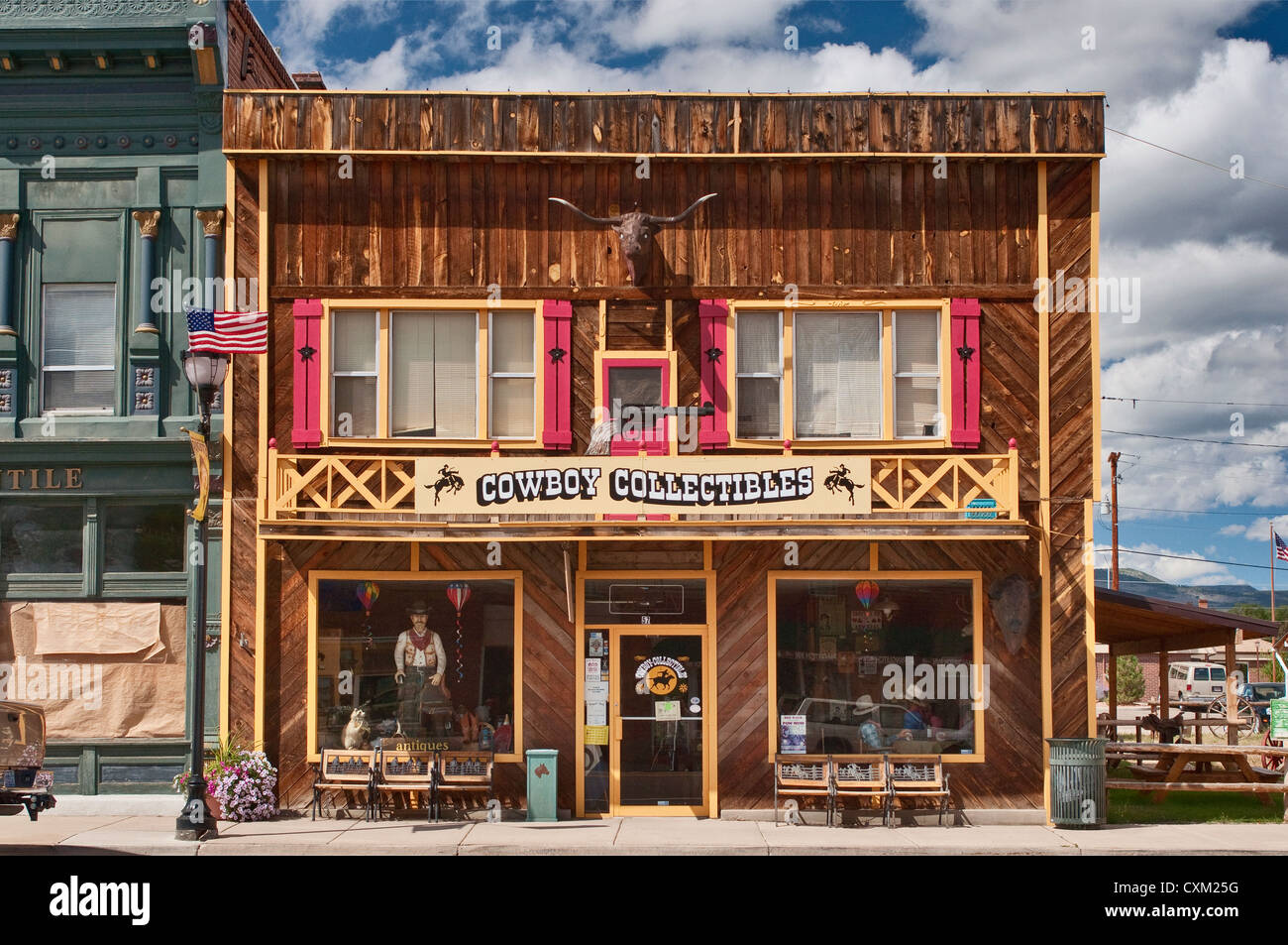 Cowboy souvenir shop on Main Street in Panguitch, Utah, USA Stock Photo