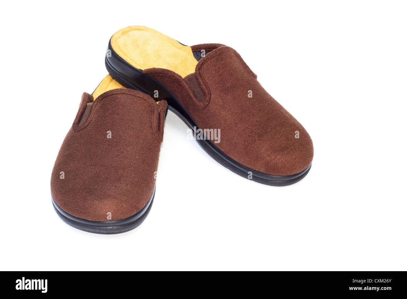 nice brown home slippers isolated on white background Stock Photo - Alamy