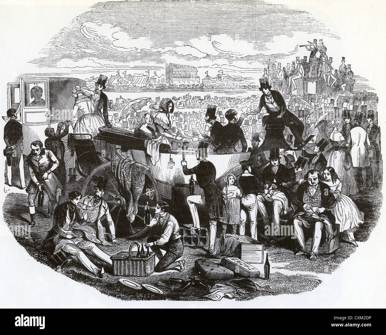 ASCOT RACES 1843 with family and friends enjoying what was called then a 'pic-nic' Stock Photo