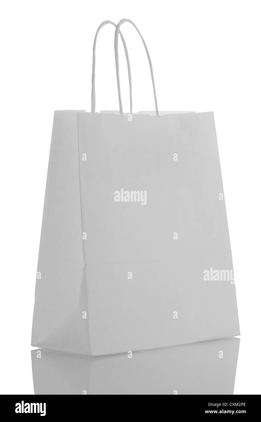White paper bag over white background Stock Photo Alamy