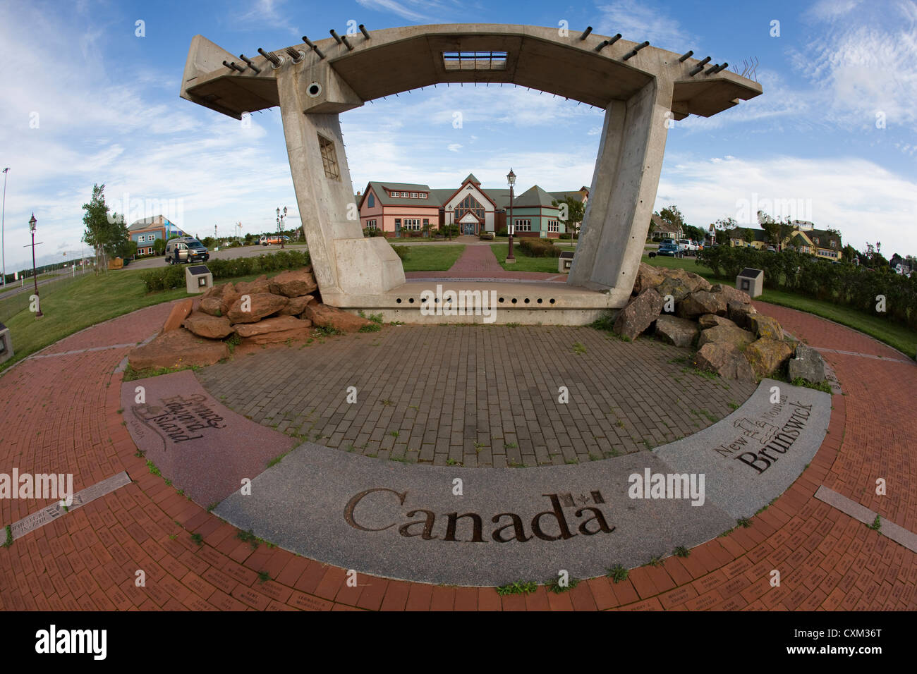A section of the Confederation Bridge on display in the Gateway Village, Boredon-Carleton, Prince Edward Island Stock Photo
