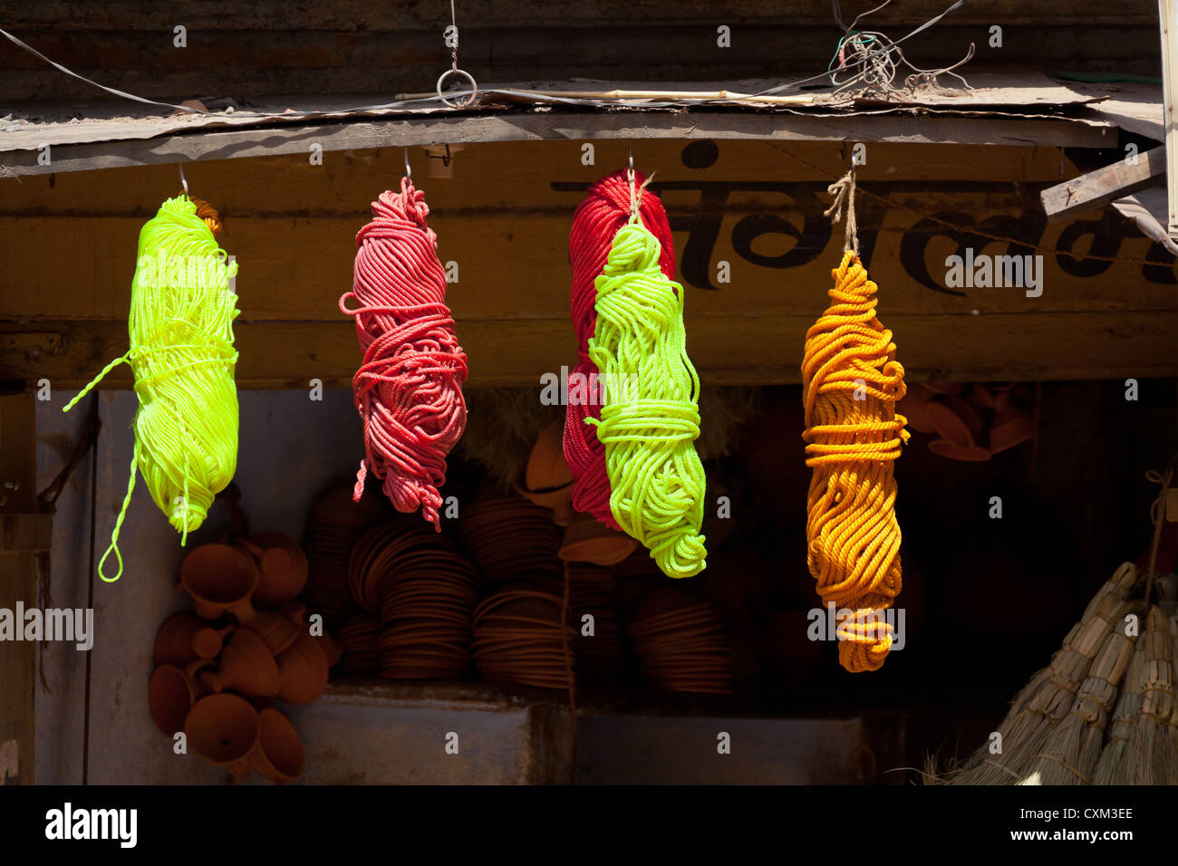 Colorful Ropes in Varanasi Stock Photo