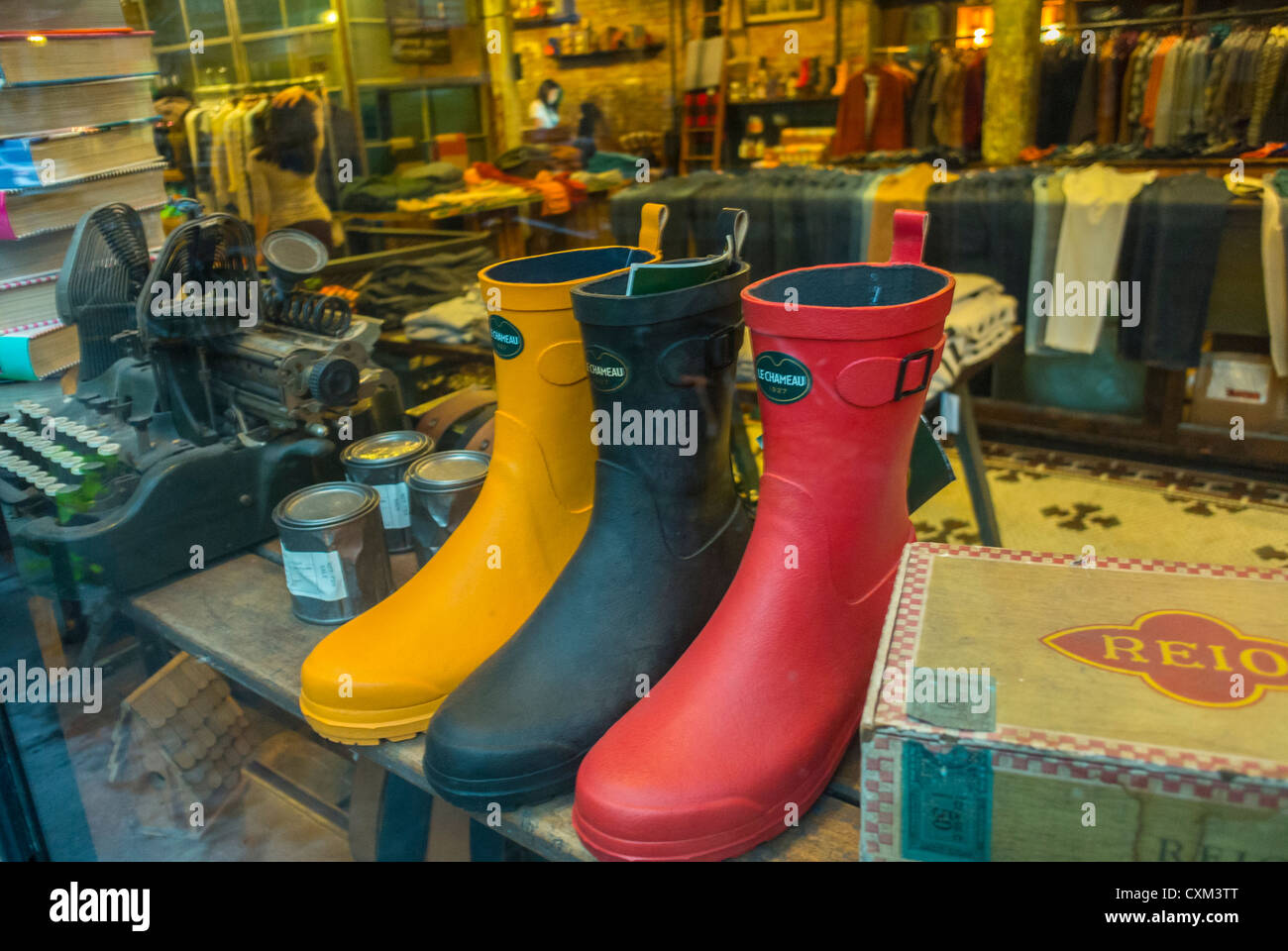 New York City, NY, USA, Detail, Store Window Display, Colorful Boots ...