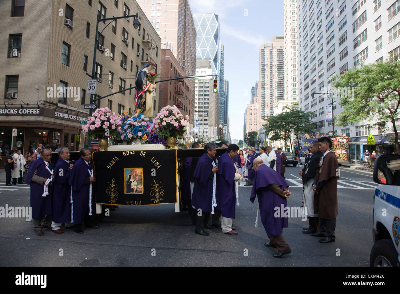 The annual Santa Rosa de Lima Estados Unidos EEUU procession in New York Stock Photo