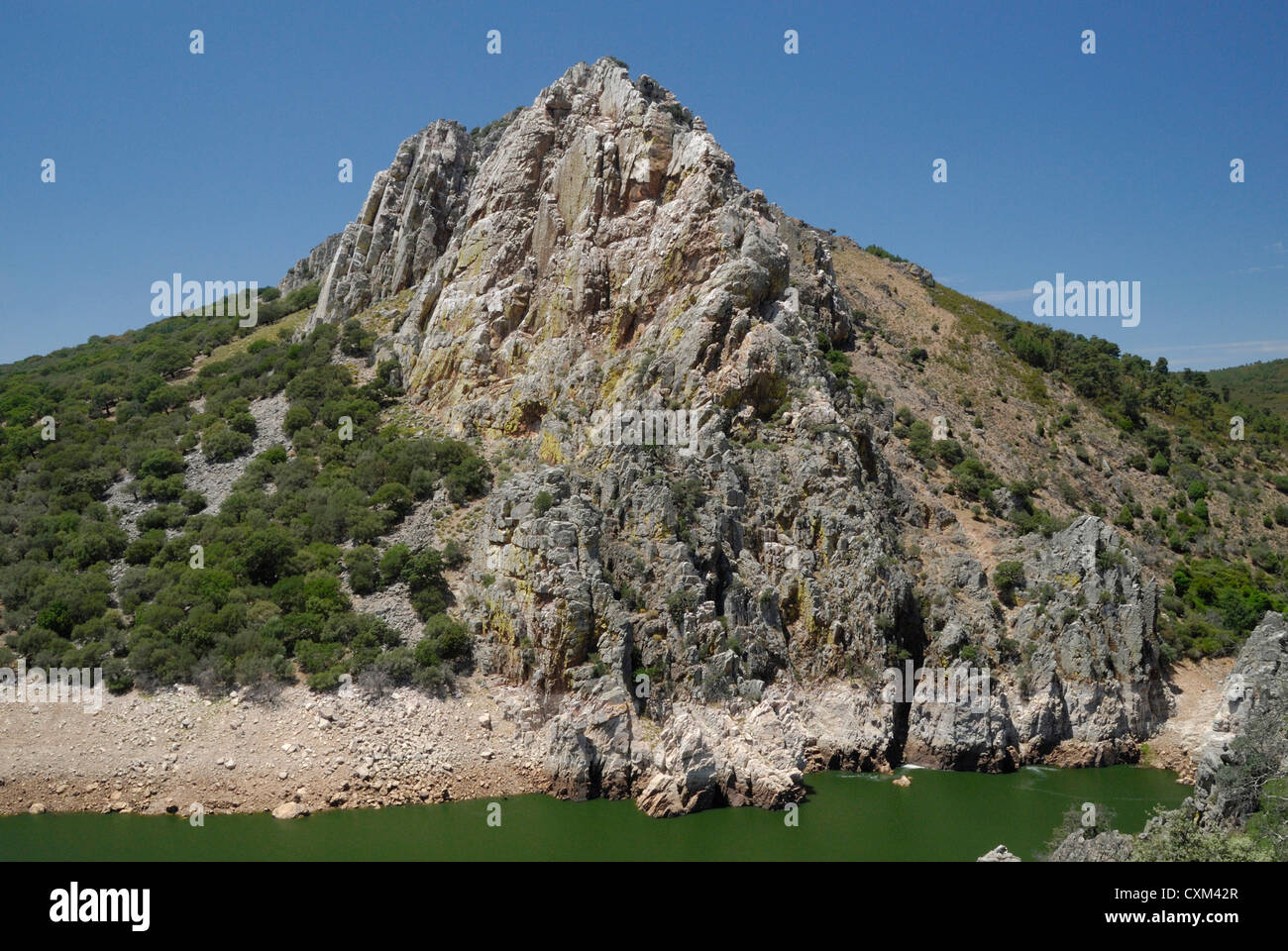 The Pena Falcon Cliff, in Monfrague National Park, Central Spain Stock Photo