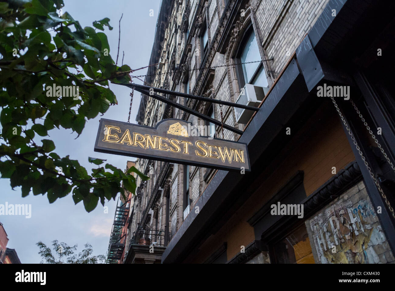 New York City, NY, USA, Detail, Sign "Earnest Sewn" of Clothing Store