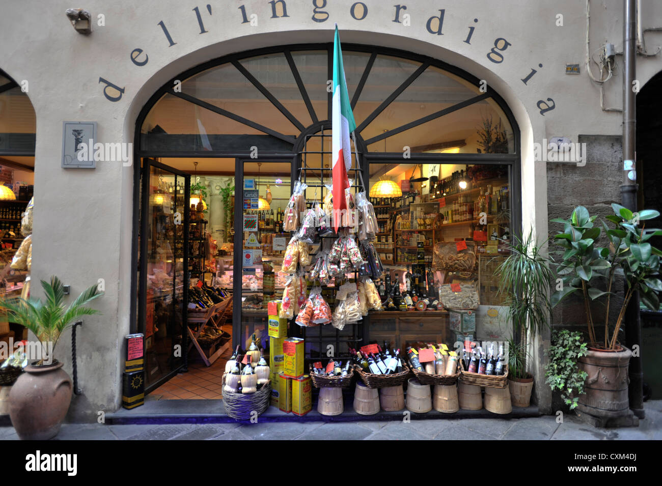 Upmarket Delicatessen in Lucca Tuscany Italy Stock Photo