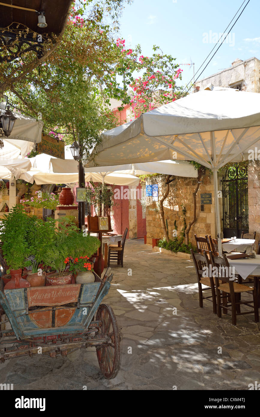 Outdoor restaurant in Old Town, Chania, Chania Region, Crete, Crete
