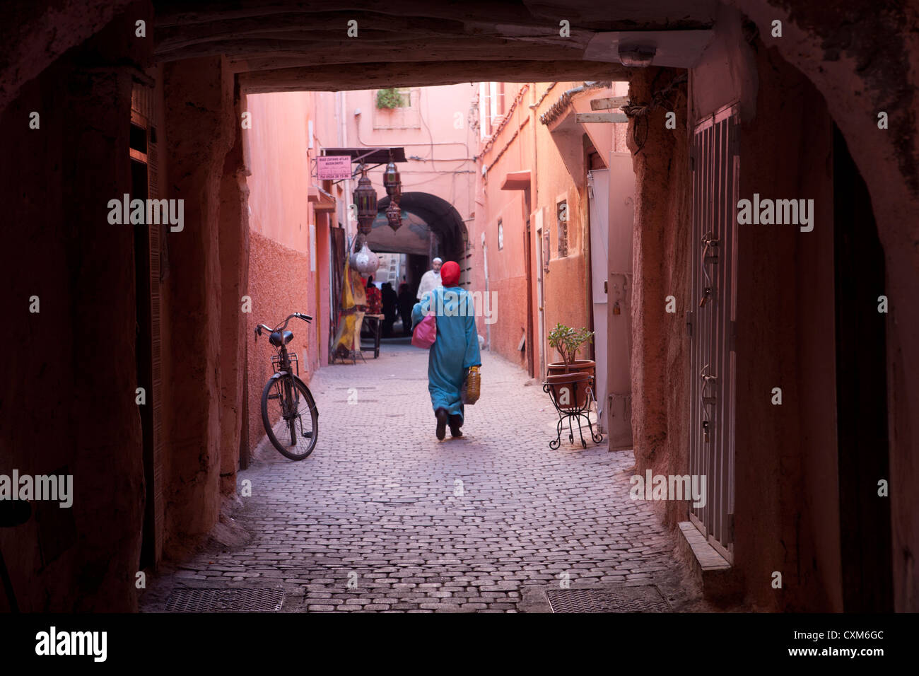 Pedestrian street scene, Marrakech, Morocco Stock Photo