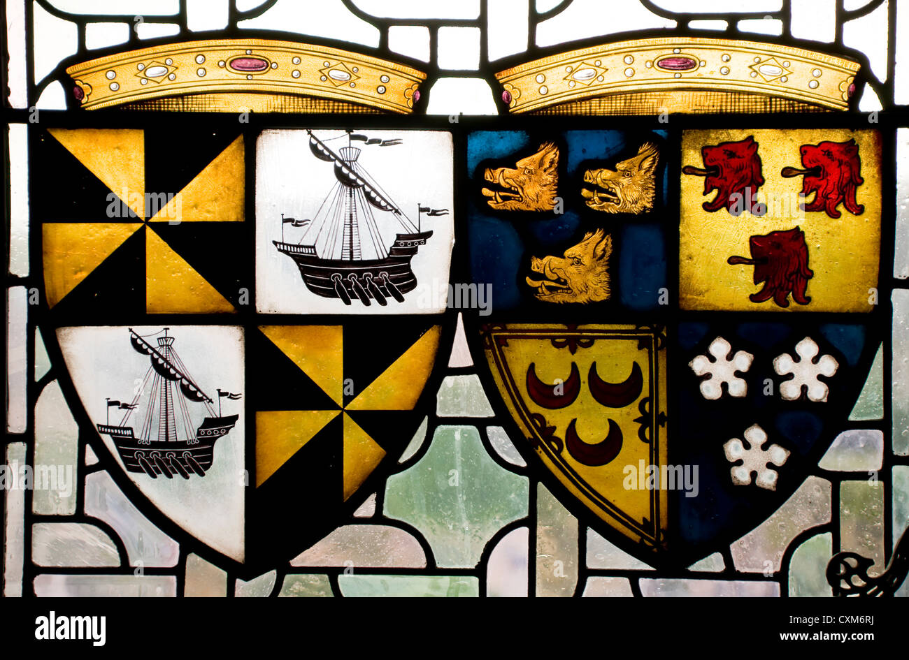 Stained glass window at the Great Hall of Edinburgh Castle Stock Photo