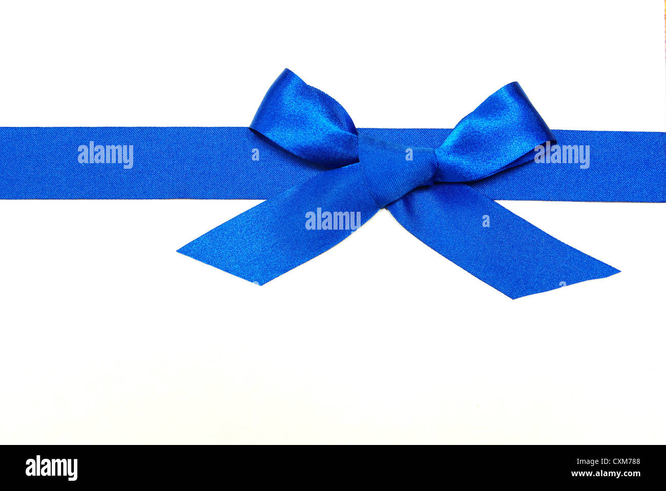 blue ribbon and bow on white background Stock Photo - Alamy